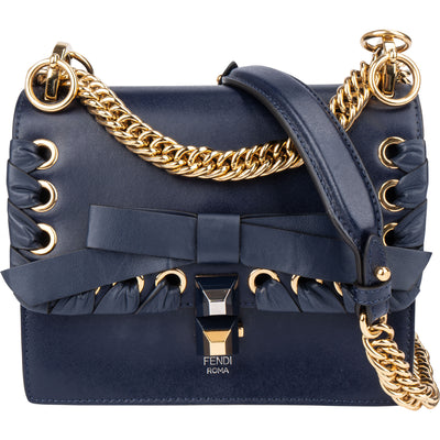 Fendi Bleu Leather Kan I Crossbody Bag