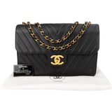 Chanel Quilted Chevron Lambskin 24K Gold Maxi Single Flap Crossbody Bag