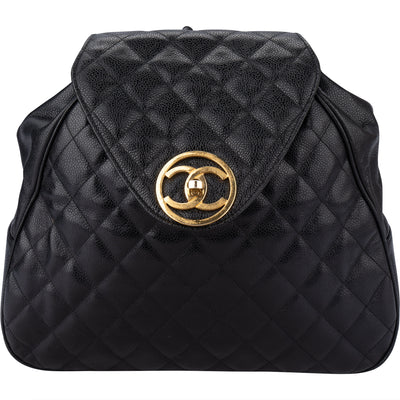 Chanel Quilted Caviar Leather Chain Backpack - vintageandkickz