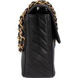 Chanel Quilted Chevron Lambskin 24K Gold Maxi Single Flap Crossbody Bag