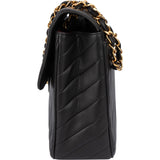Chanel Quilted Chevron Lambskin 24K Gold Maxi Single Flap Crossbody Bag