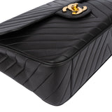 Chanel Quilted Chevron Lambskin 24K Gold Maxi Single Flap Crossbody Bag