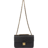 Chanel Quilted Chevron Lambskin 24K Gold Maxi Single Flap Crossbody Bag