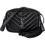 Saint Laurent Black Chevron Leather Lou Crossbody Belt Bag