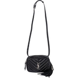 Saint Laurent Black Chevron Leather Lou Crossbody Belt Bag
