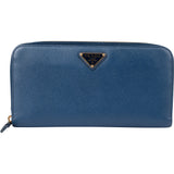 Prada Blue Saffiano Leather Triangle Wallet