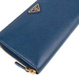 Prada Blue Saffiano Leather Triangle Wallet