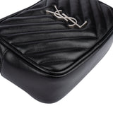 Saint Laurent Black Chevron Leather Lou Crossbody Belt Bag