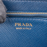Prada Blue Saffiano Leather Triangle Wallet