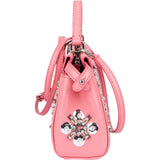 Fendi Pink Leather Crystal Micro Peekaboo Handbag