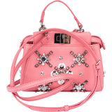 Fendi Pink Leather Crystal Micro Peekaboo Handbag