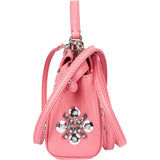 Fendi Pink Leather Crystal Micro Peekaboo Handbag