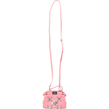 Fendi Pink Leather Crystal Micro Peekaboo Handbag