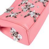 Fendi Pink Leather Crystal Micro Peekaboo Handbag