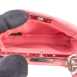 Fendi Pink Leather Crystal Micro Peekaboo Handbag