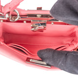 Fendi Pink Leather Crystal Micro Peekaboo Handbag
