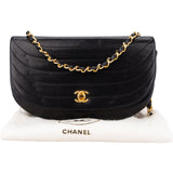 Chanel Quilted Lambskin 24K Gold Halfmoon Single Flap Shoulder Bag