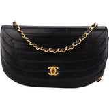 Chanel Quilted Lambskin 24K Gold Halfmoon Single Flap Shoulder Bag