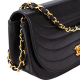 Chanel Quilted Lambskin 24K Gold Halfmoon Single Flap Shoulder Bag