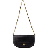 Chanel Quilted Lambskin 24K Gold Halfmoon Single Flap Shoulder Bag