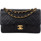 Chanel Quilted Lambsbkin 24K Gold Small Double Flap Crossbody Bag