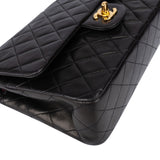 Chanel Quilted Lambskin 24K Gold Double Flap Crossbody Bag
