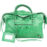 Balenciaga Green Leather City Handbag