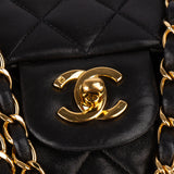 Chanel Quilted Lambskin 24K Gold Double Flap Crossbody Bag