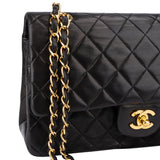 Chanel Quilted Lambskin 24K Gold Double Flap Crossbody Bag