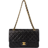 Chanel Quilted Lambskin 24K Gold Double Flap Crossbody Bag