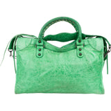 Balenciaga Green Leather City Handbag