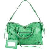 Balenciaga Green Leather City Handbag