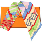Hermès Multicolor Coaching Belt Silk Twilly Scarf Tuch