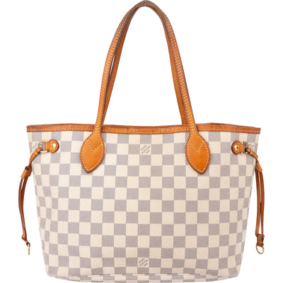 Louis Vuitton Damier Azur Monogram Neverfull PM Handbag