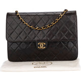 Chanel Brown Quilted Lambskin 24k Gold Single Flap Shoulder Bag