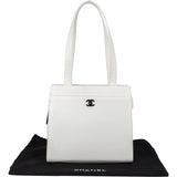 Chanel White Caviar Leather CC Shoulder Bag