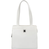 Chanel White Caviar Leather CC Shoulder Bag