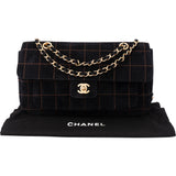 Chanel Stitch Suede Single Flap Crossbody Bag