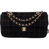 Chanel Stitch Suede Single Flap Crossbody Bag