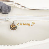 Chanel White Caviar Leather CC Shoulder Bag
