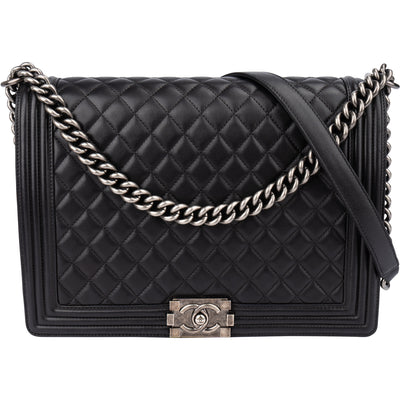 Chanel Quilted Lambskin Antique Boy Single Flap Crossbody Bag