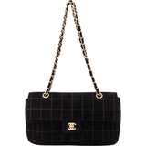 Chanel Stitch Suede Single Flap Crossbody Bag