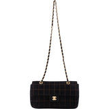 Chanel Stitch Suede Single Flap Crossbody Bag