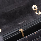 Chanel Stitch Suede Single Flap Crossbody Bag