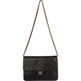 Chanel Brown Quilted Lambskin 24k Gold Single Flap Shoulder Bag