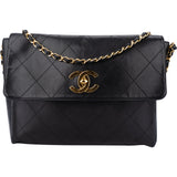 Chanel Stitch Lambskin 24K Gold Single Flap Crossbody Bag