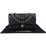 Chanel Quilted Caviar Leather Palladium Medium Double Flap Shoulder Bag