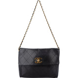 Chanel Stitch Lambskin 24K Gold Single Flap Crossbody Bag