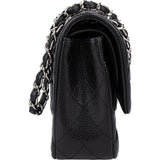 Chanel Quilted Caviar Leather Palladium Medium Double Flap Shoulder Bag