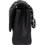 Chanel Quilted Caviar Leather Palladium Medium Double Flap Shoulder Bag